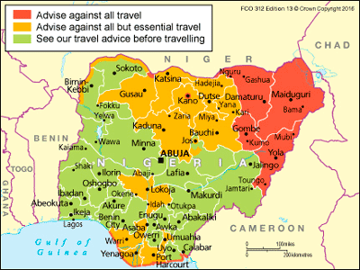 Nigeria travel advice map
