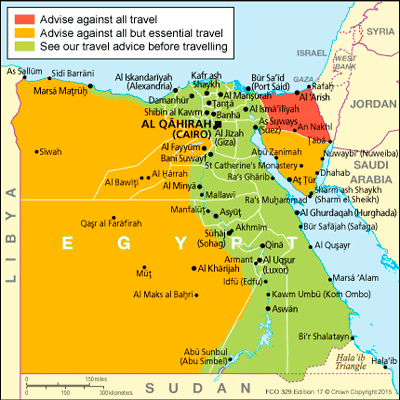 Egypt travel advice map