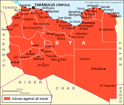 Libya travel advice map