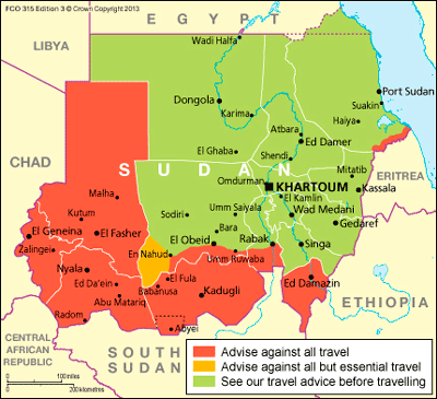 Sudan travel advice map