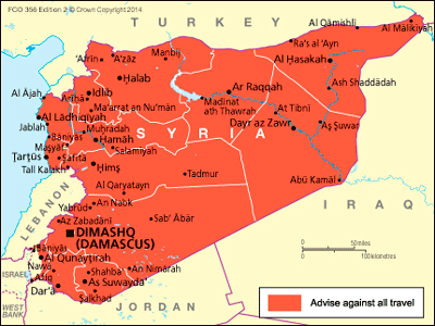 Syria travel advice map