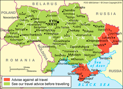 Ukraine travel advice map